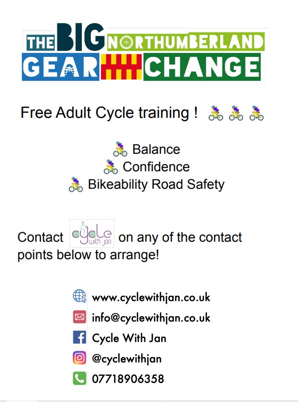 Free adult cycle training for Northumberland community residents